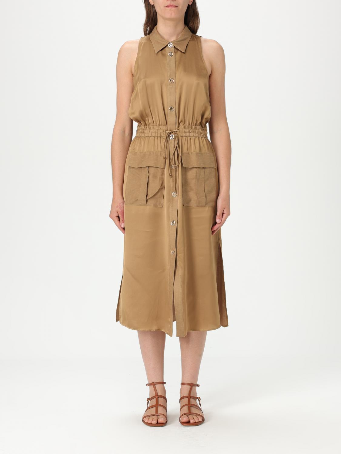 Twinset Sleeveless Midi Dress With Button-down Front