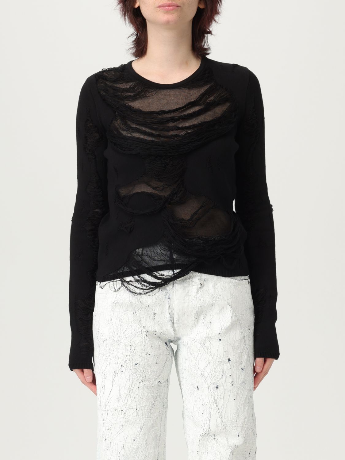 Shop Mm6 Maison Margiela Sweater Woman Color Black