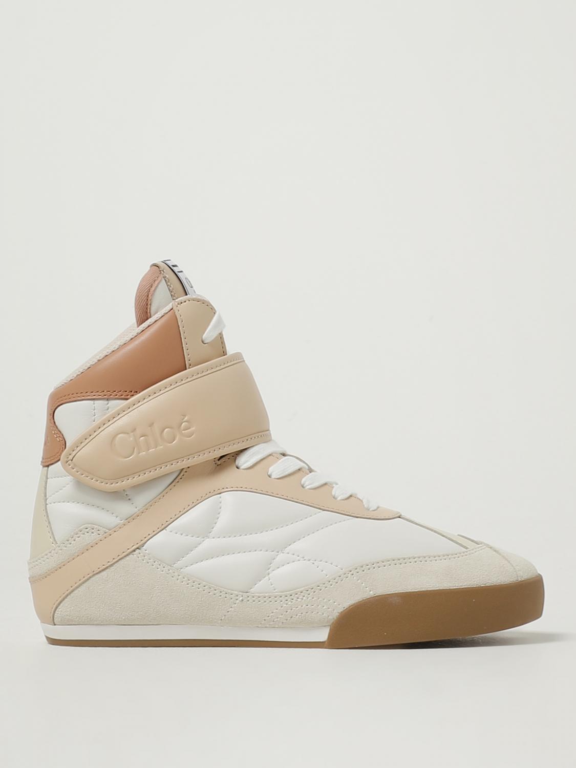 Chloé Kick Sneakers In White Suede And Leather In Pink