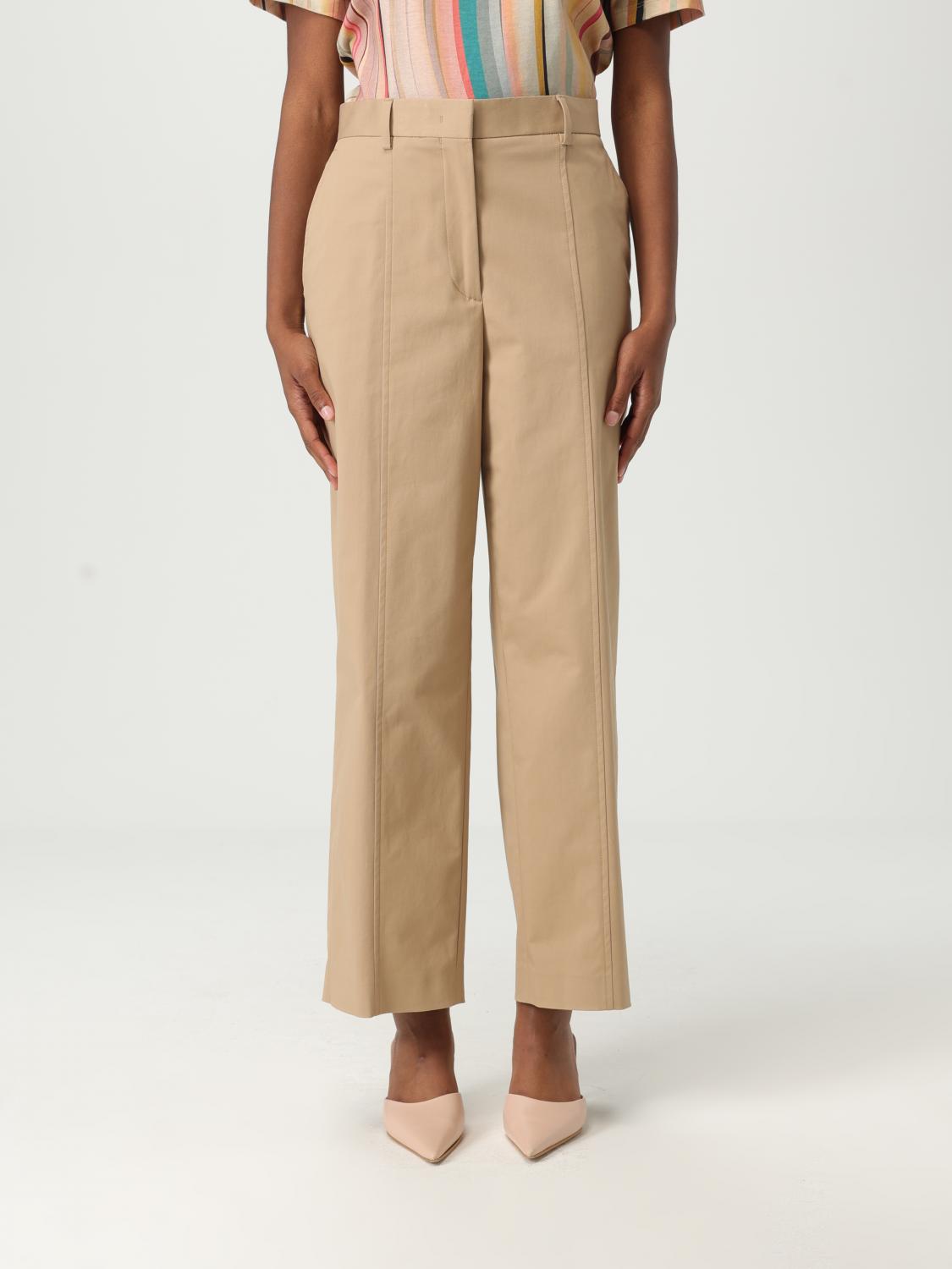 Shop Paul Smith Pants Woman Color Camel