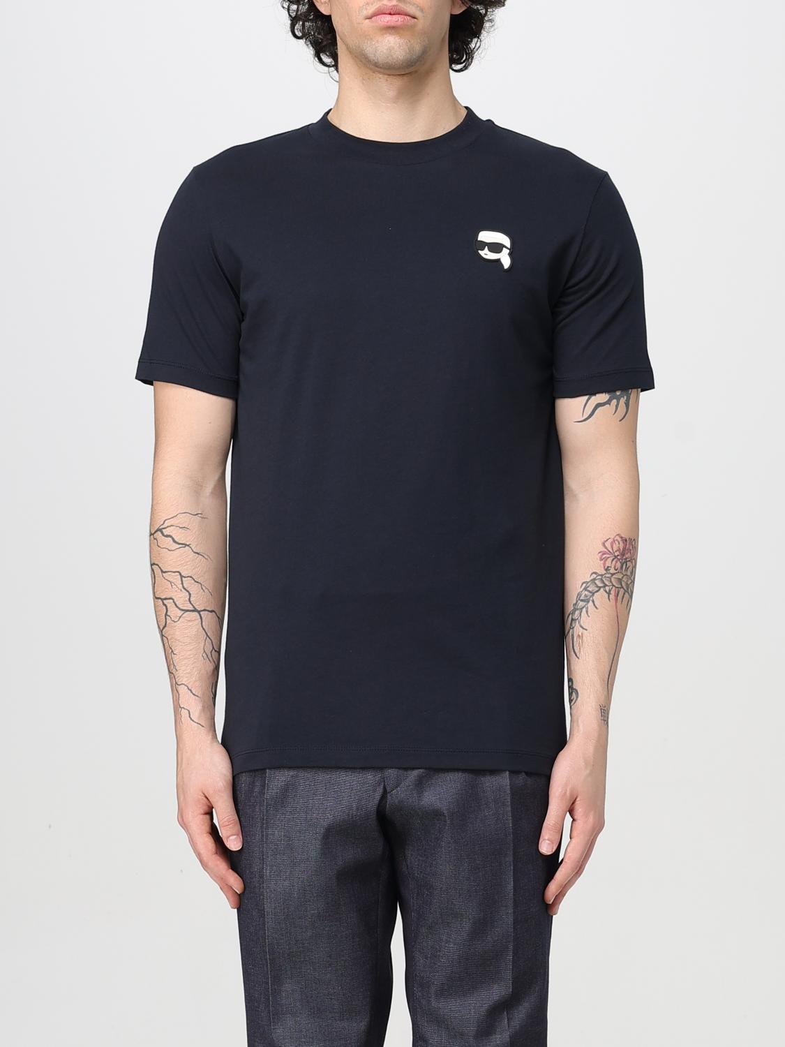 Karl Lagerfeld Ikon Black T Shirt With Graphics In Navy