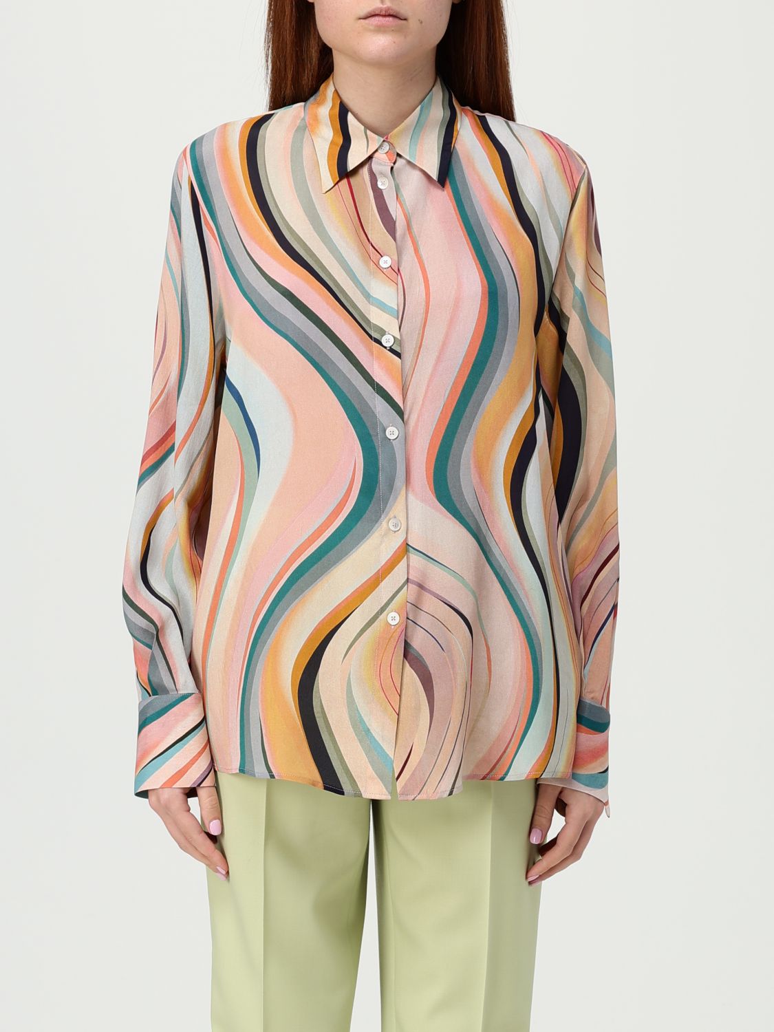 Ps By Paul Smith Ps Paul Smith Swirl Curved Hem Shirt
