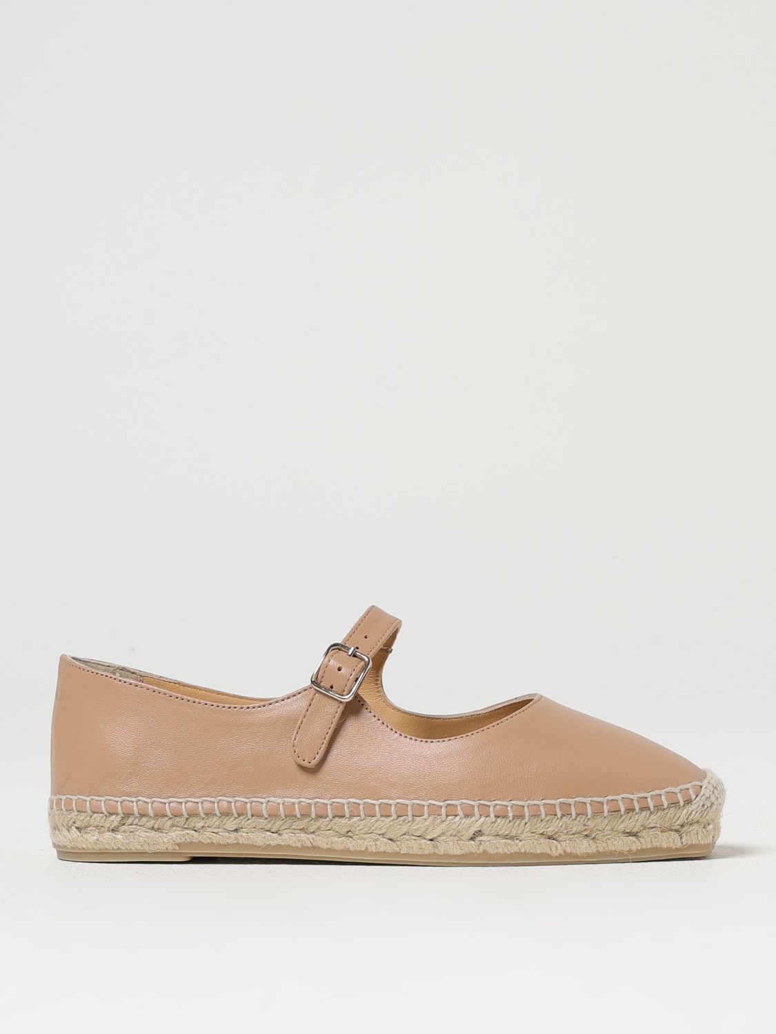 Castaã±er Leather Espadrilles With Braided Raffia Sole