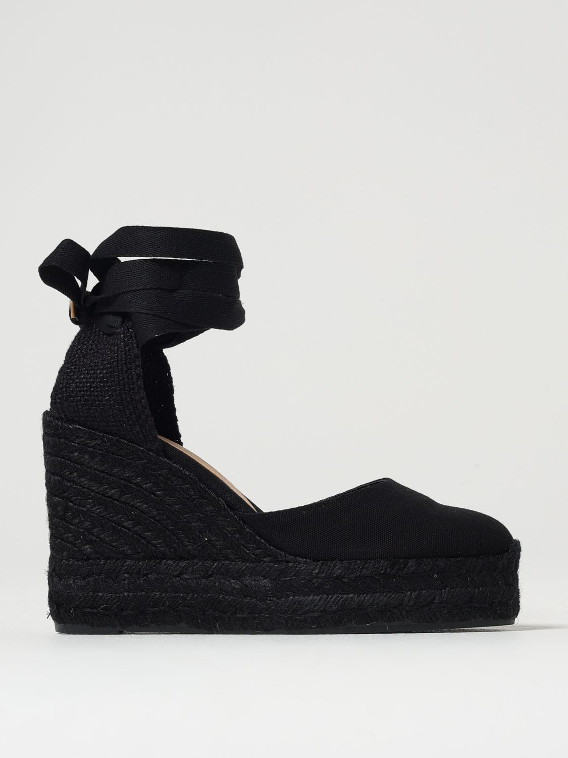 Castaã±er Carina C-8ed-001 Wedges In Black Canvas In Black