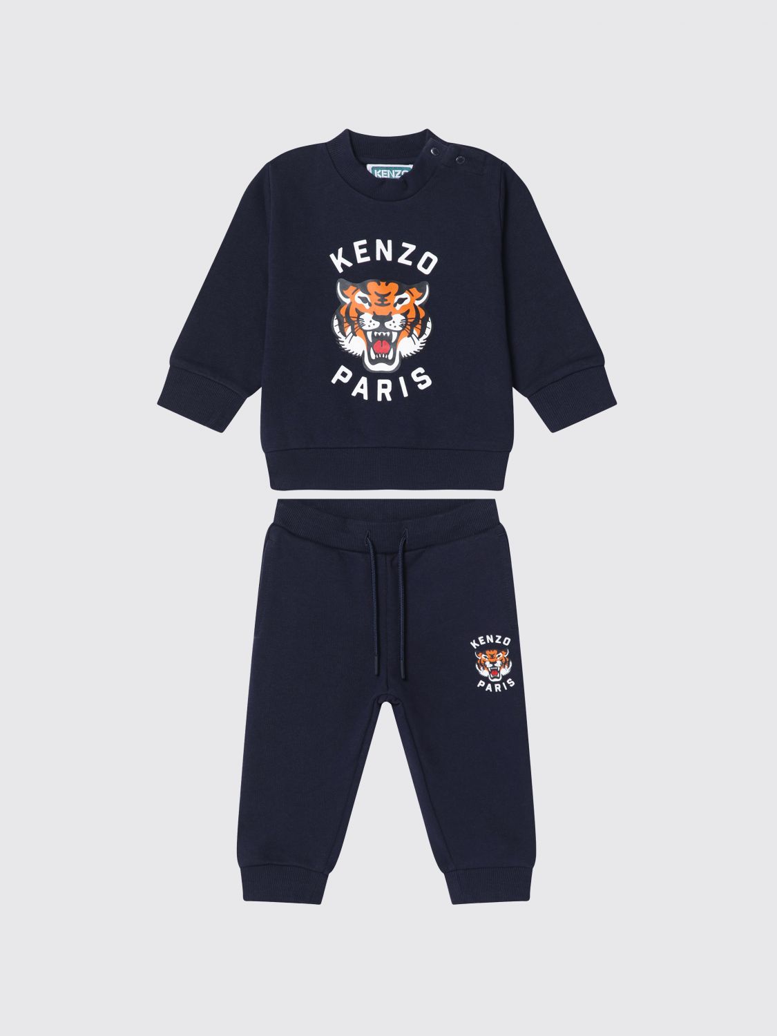 Kenzo Blue Suit For Baby Boy With Lucky Tiger In ネイビー