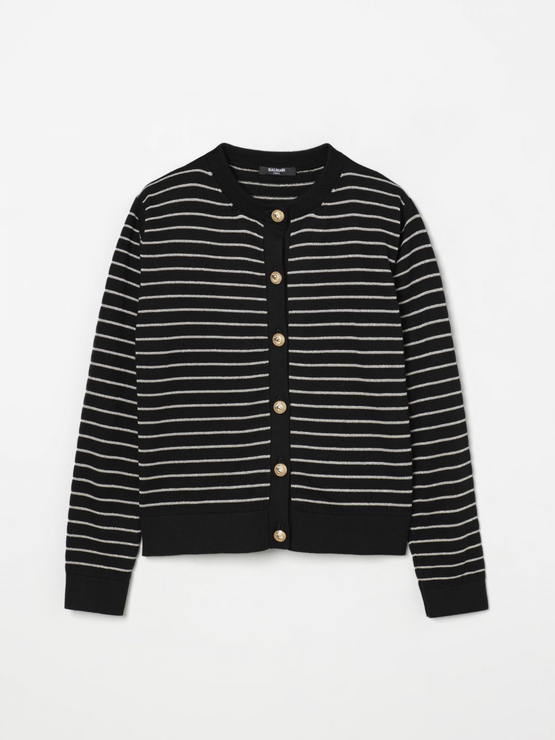Balmain Striped Cardigan In Black