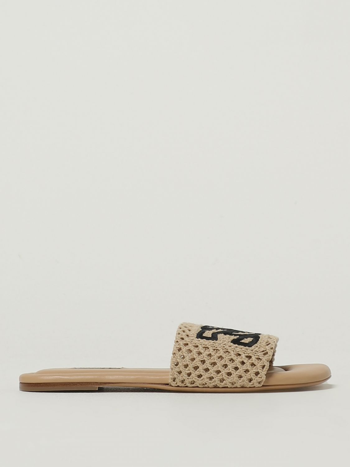 Shop Casadei Flat Sandals Woman Color Beige
