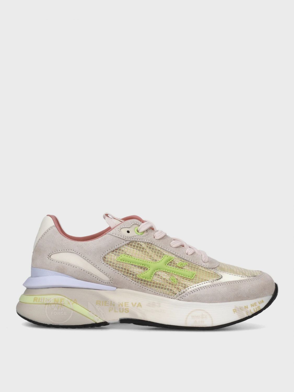 Premiata Pastel Multicolor Sneakers With Suede Accents In Neutral
