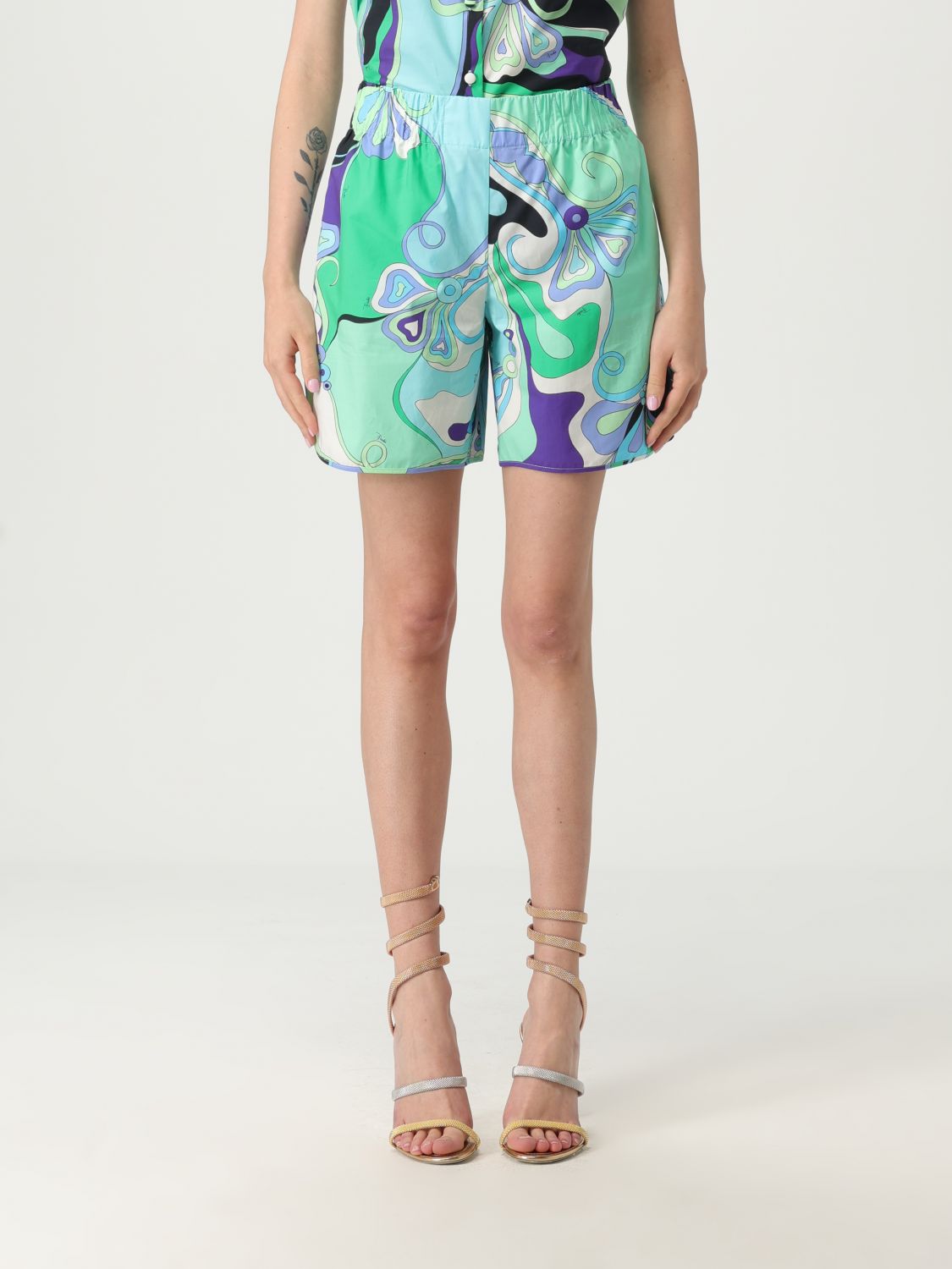 Shop Pucci Short Woman Color Green