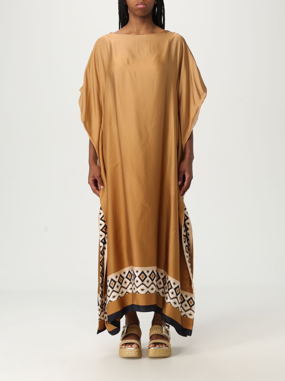 Max Mara Belli Satin Kaftan In Gold