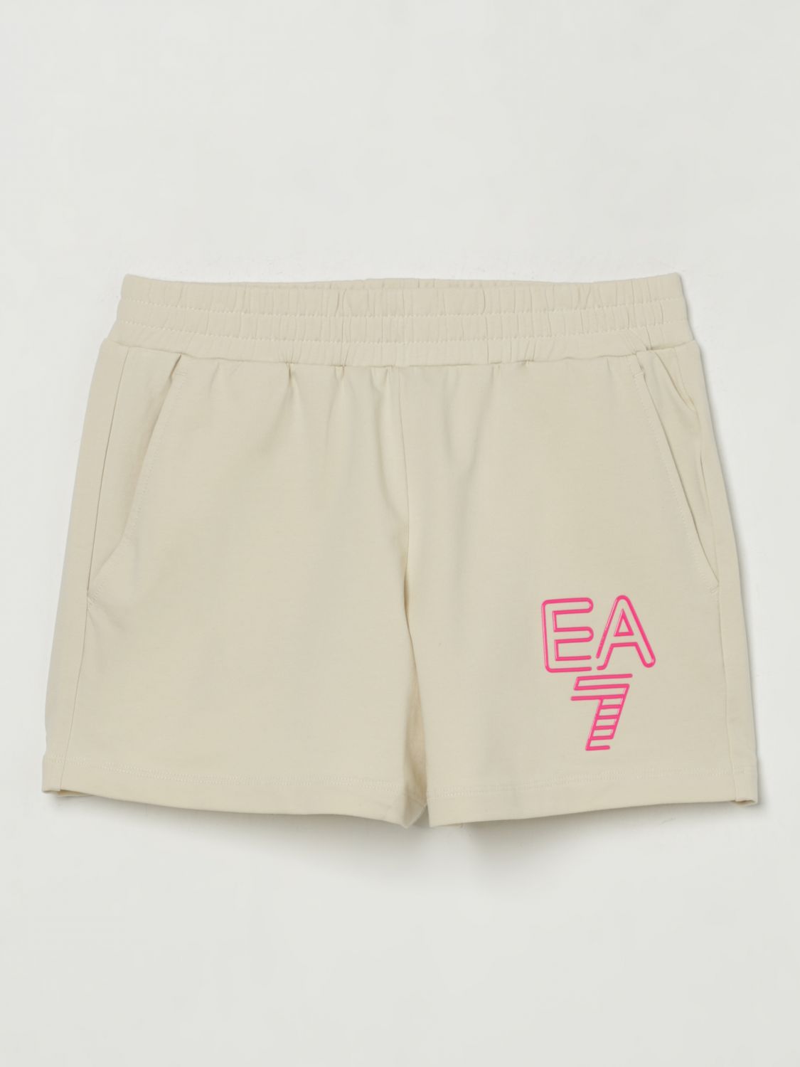 Shop Ea7 Short Kids Color Ivory
