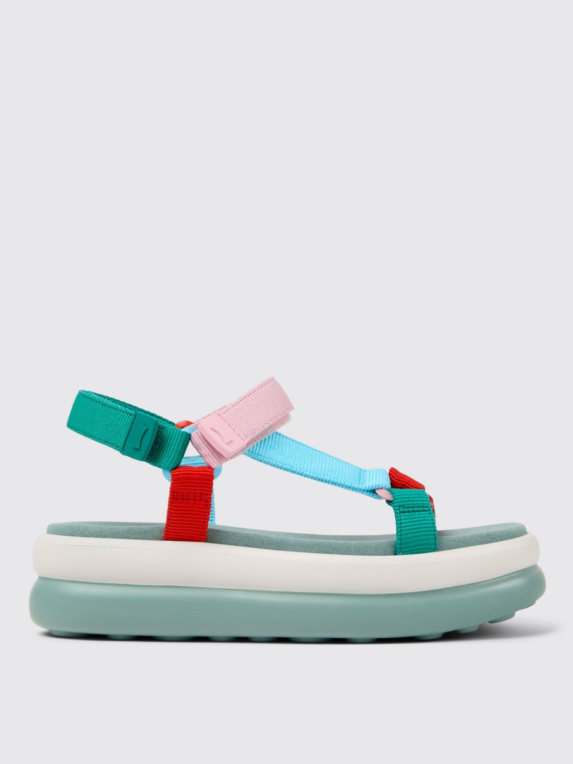 Camper Twins Multi Strappy Flatform Sandals In Green