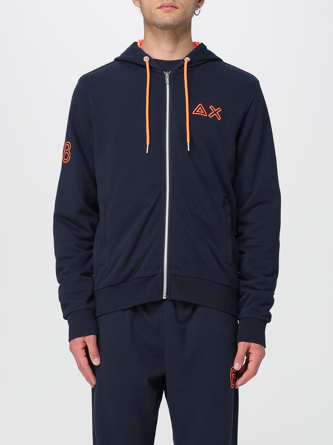 Sun68 Blue Fleece Hoodie With Zipper