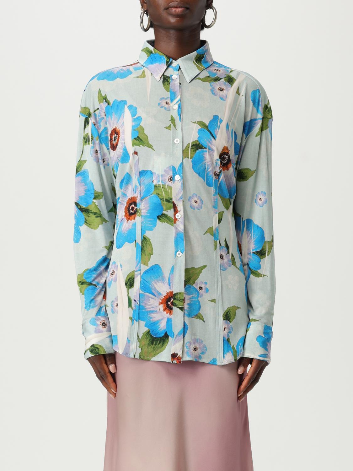 Acne Studios Suri Floral Print Button-up Shirt In Gray