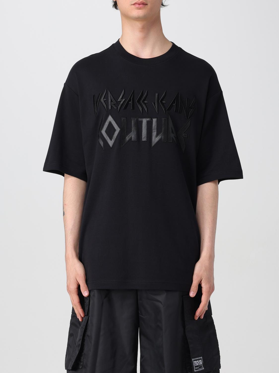 VERSACE JEANS COUTURE T-Shirt Men color Black　VERSACE JEANS COUTURE Tシャツ メンズ カラー ブラック VERSACE