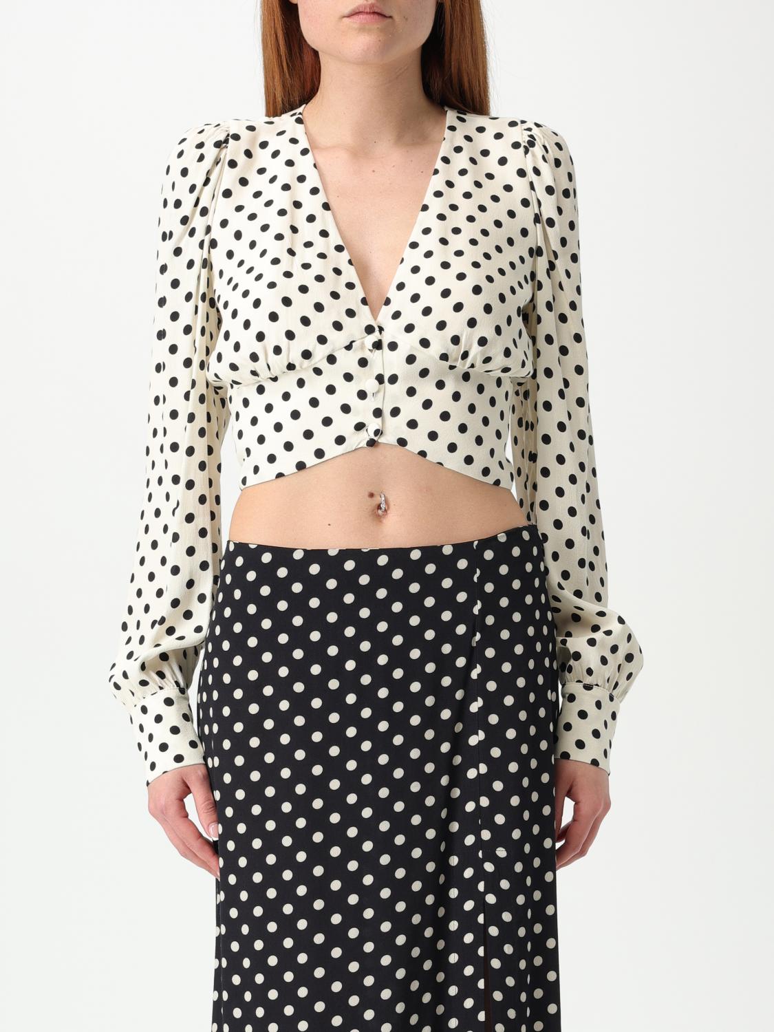 Mar De Margaritas White Top Shirt With Black Polka Dots