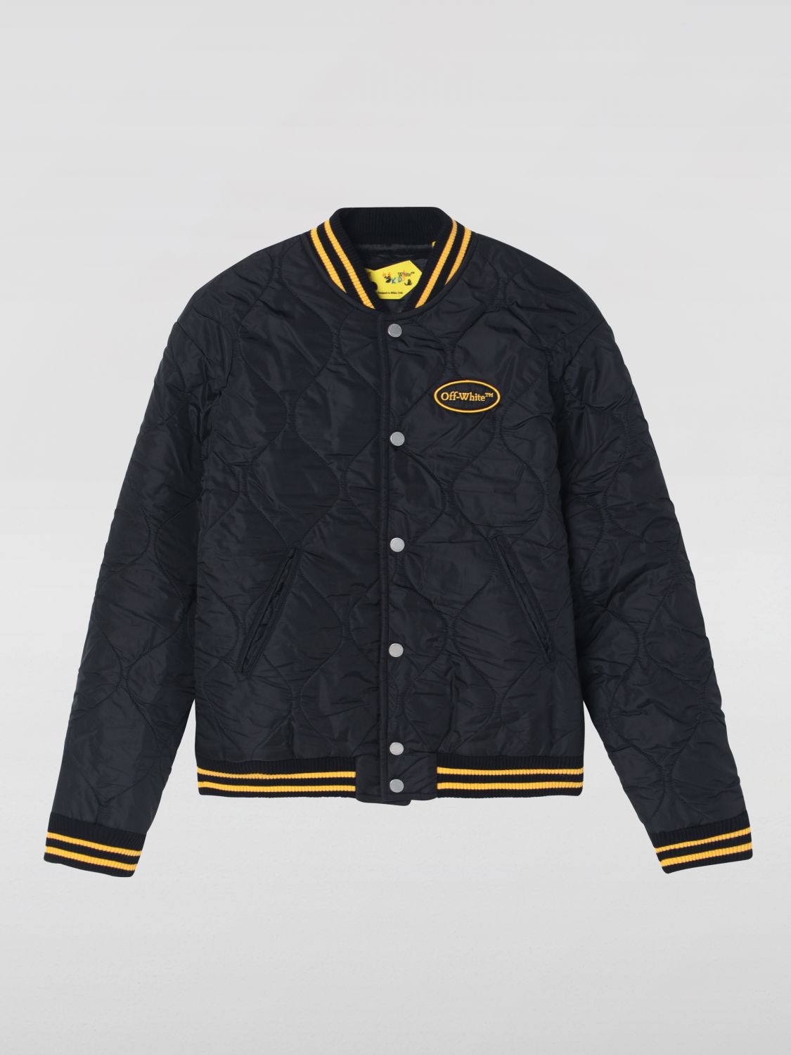 Off-white Black/yellow Nylon Bomber Jacket In Black