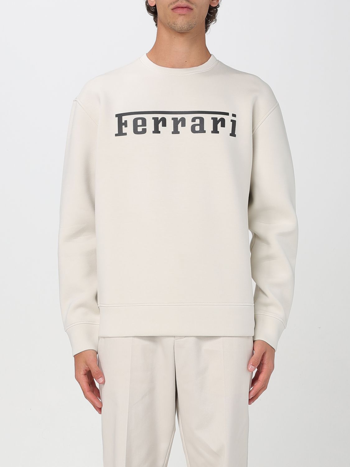 Ferrari Ecru Sweatshirt With Prominent Logo