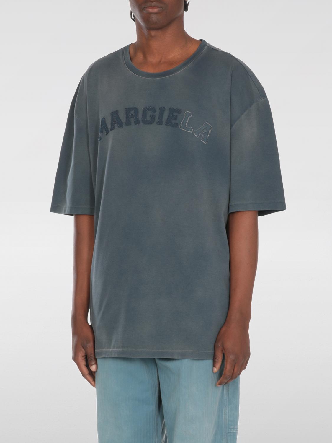 Maison Margiela T-shirt Oversize Con Maxi Logo  In Blue