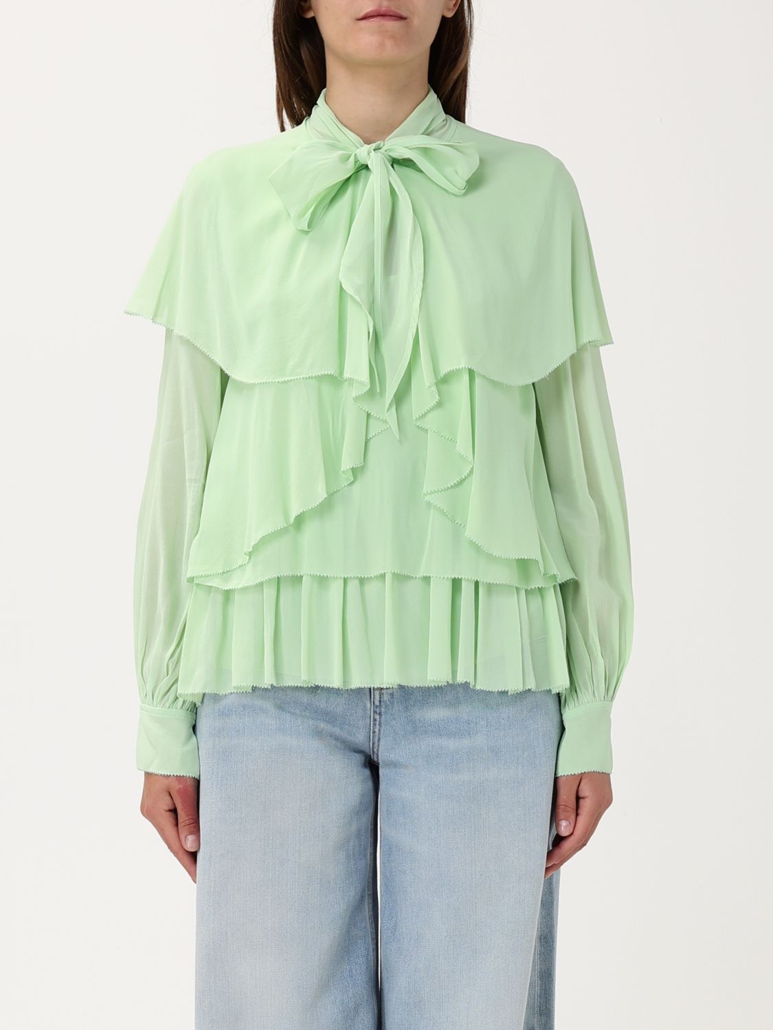 Twinset Flounces Blouse In Green