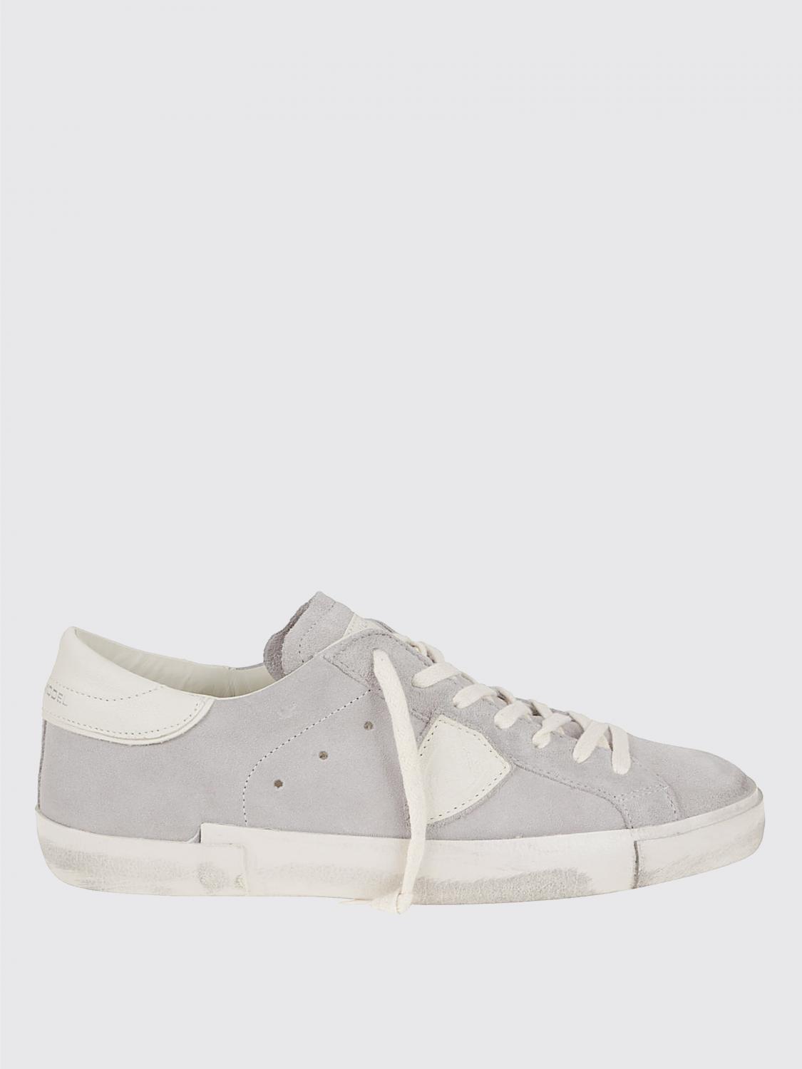Philippe Model Calf Leather Sneakers With Suede Upper In Gray