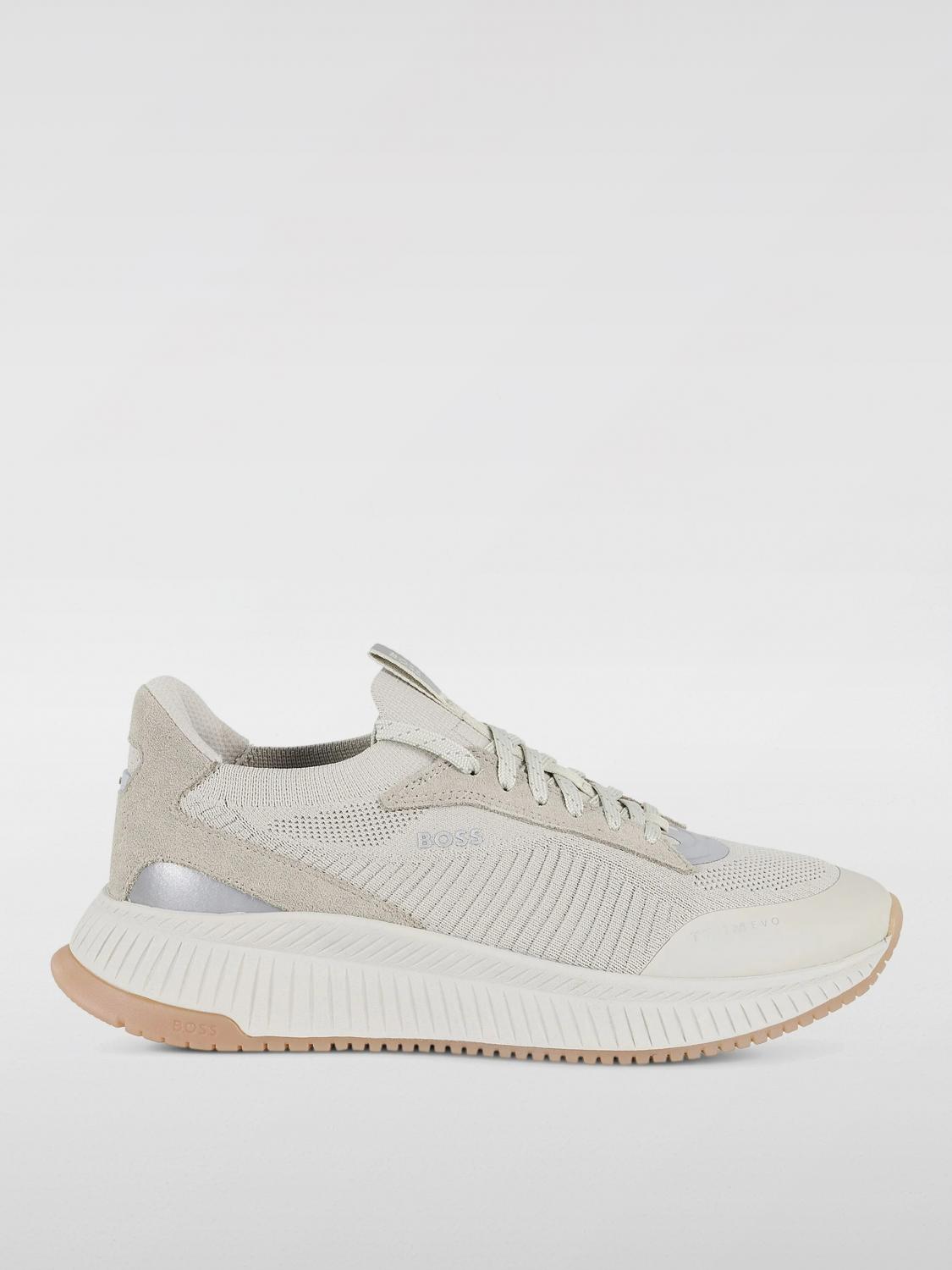 Hugo Boss Boss Ttnm Evo Stretch Fabric Sneakers With Almond Toe In Brown