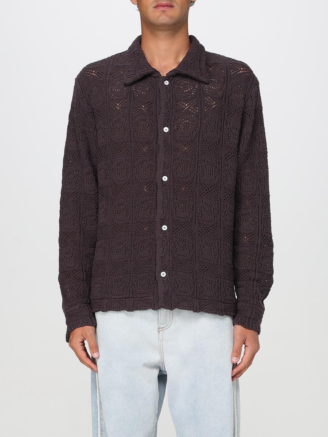 Séfr Myles Brown Knitted Cotton Shirt