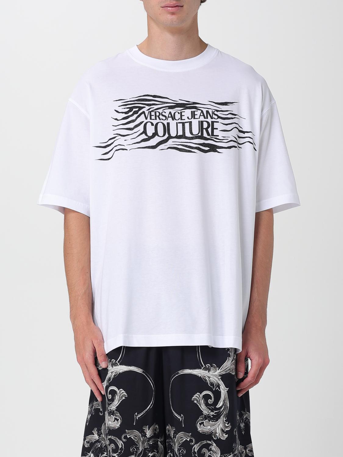 VERSACE JEANS COUTURE T-Shirt Men color White　VERSACE JEANS COUTURE Tシャツ メンズ カラー ホワイト VERSACE