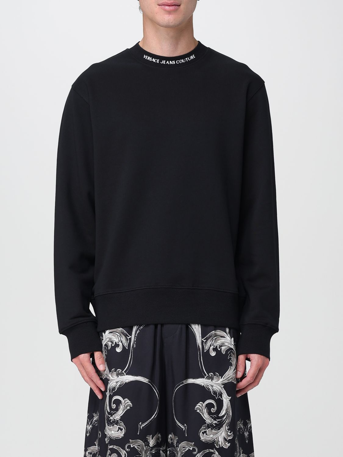 Versace Jeans Couture Sweatshirt With Logo On The Collar In Black