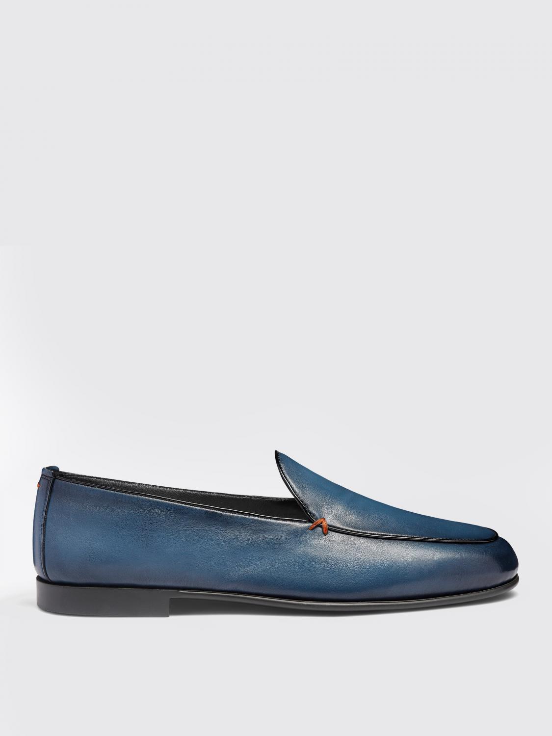 SANTONI Loafers Men color Blue　SANTONI ローファー メンズ カラー ブルー SANTONI