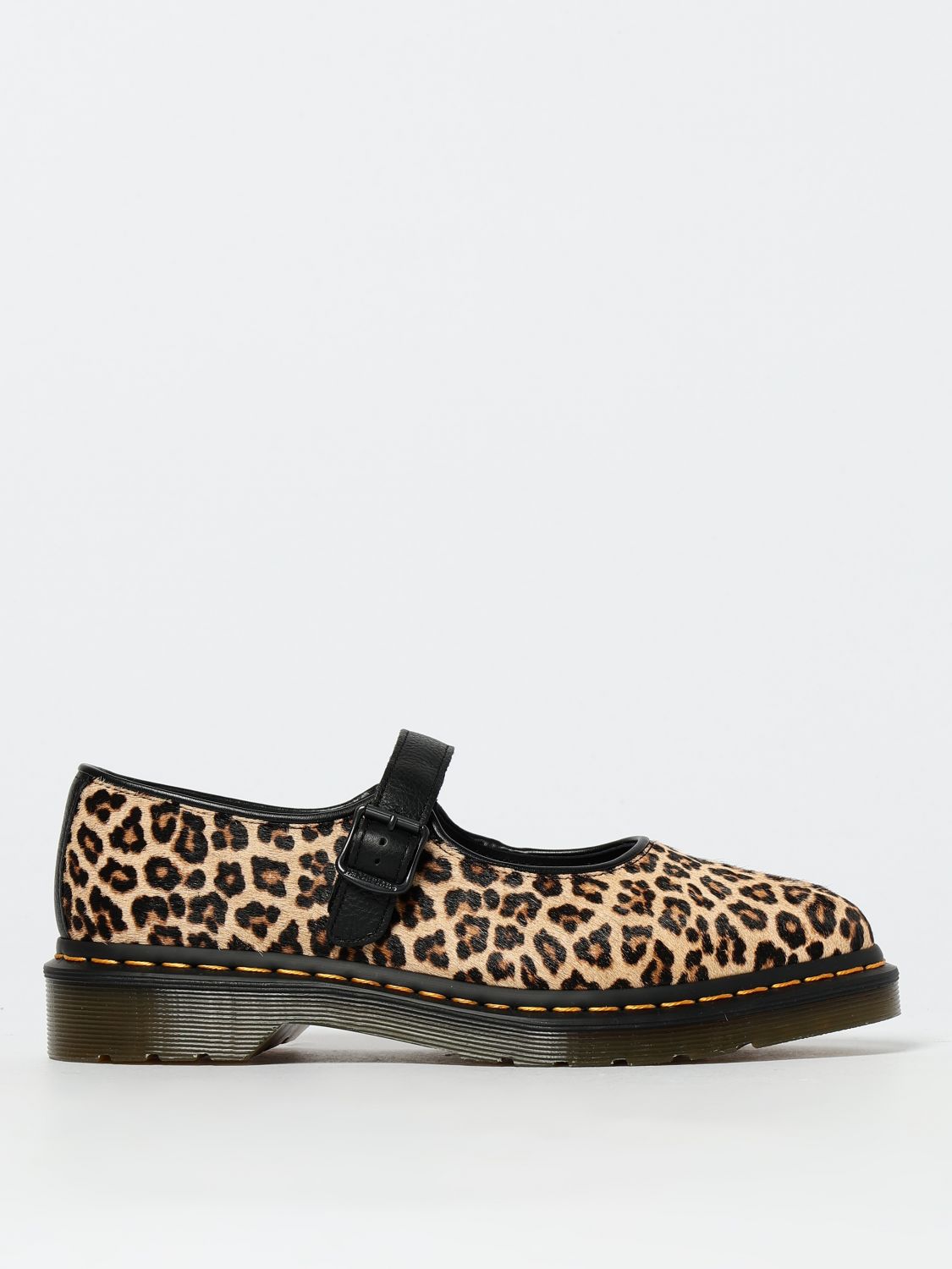 Dr. Martens' Ballerine Mary Jane Elphie Light Tan Mini Leopard