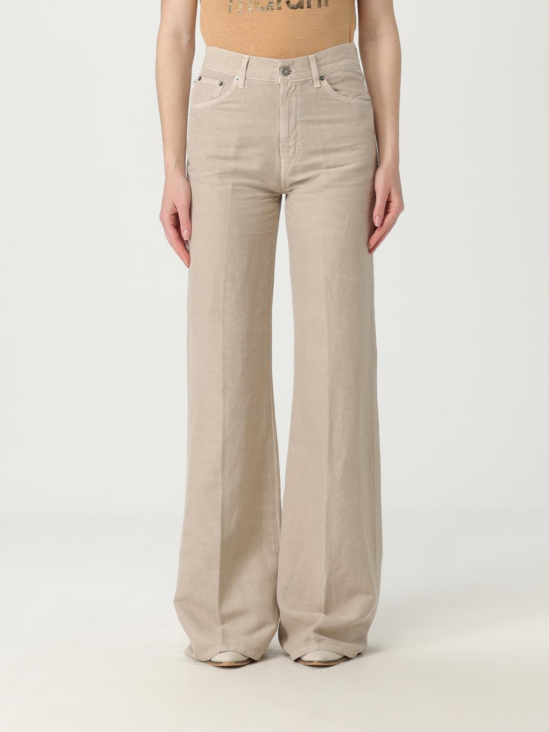 Dondup Wide-leg Trousers With High Waist And Classic Five-pocket Styling In Brown