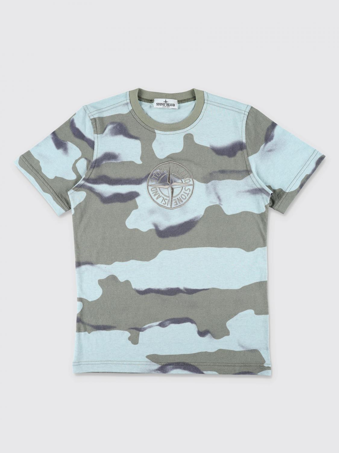 Stone Island T-shirt In Cotone Stampato  Junior