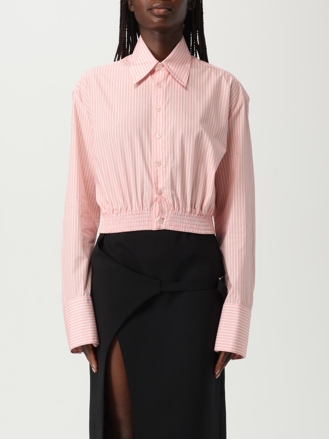Ssheena Striped Shirt With Elastic In Pink