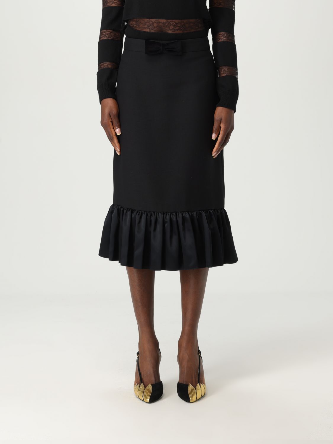 Valentino Black Crepe Couture Skirt