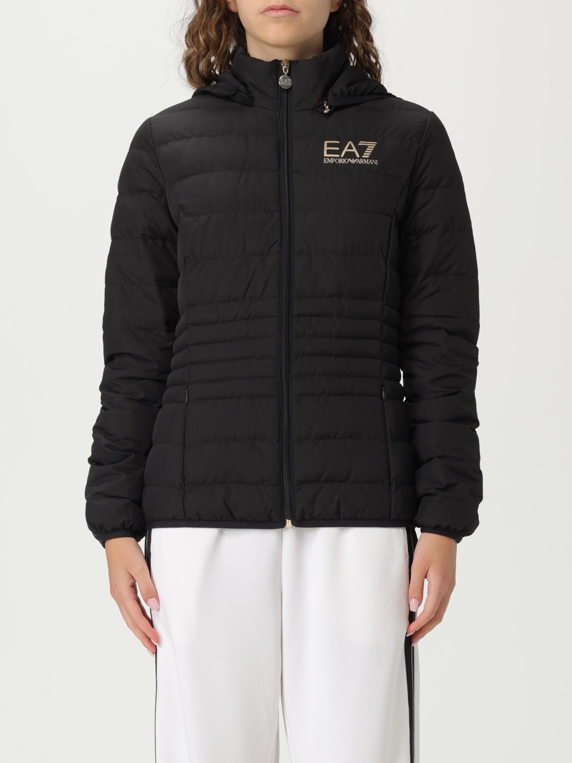 Ea7 Logo Down Jacket In Black