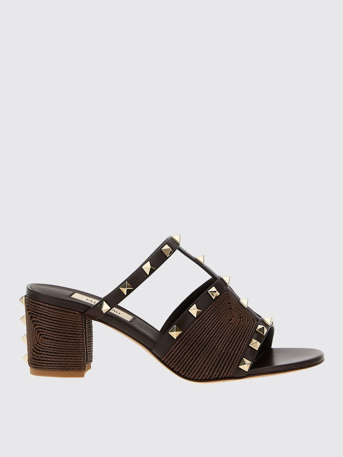 Valentino Rockstud Block Heel Sandals With Studded Embellishments