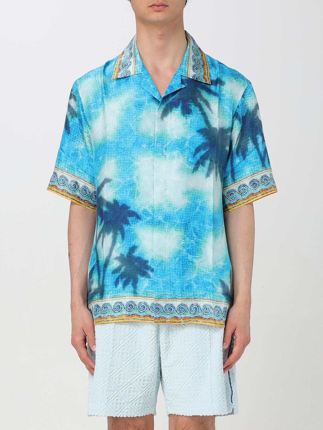 Casablanca Men's Short Sleeve Cuban Collar Shirt