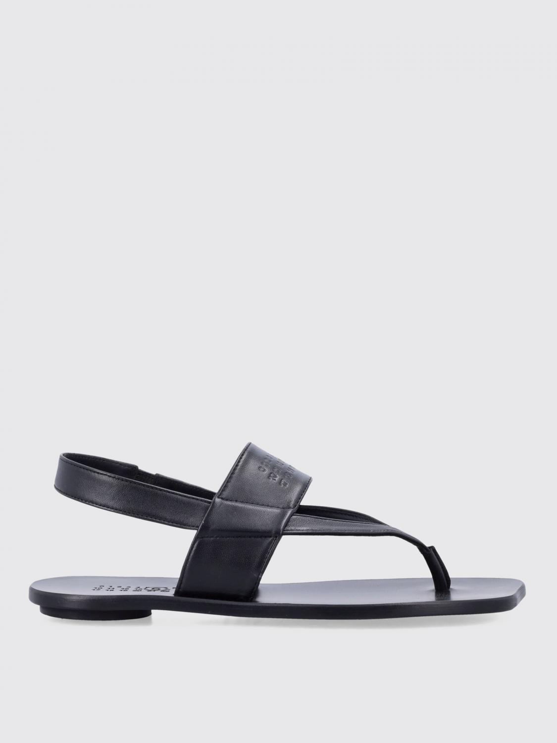 Mm6 Maison Margiela Flat Sole Open Toe Strappy Sandals In Black