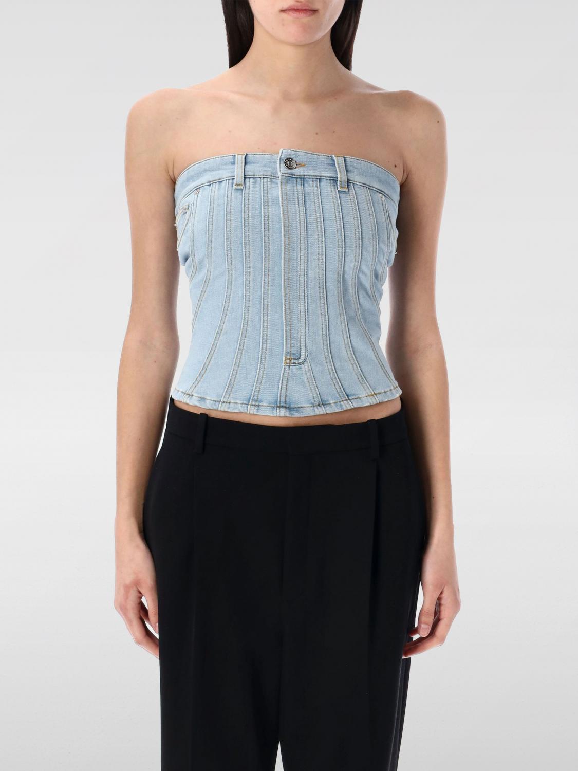 Mugler Women's Denim Bustier Top