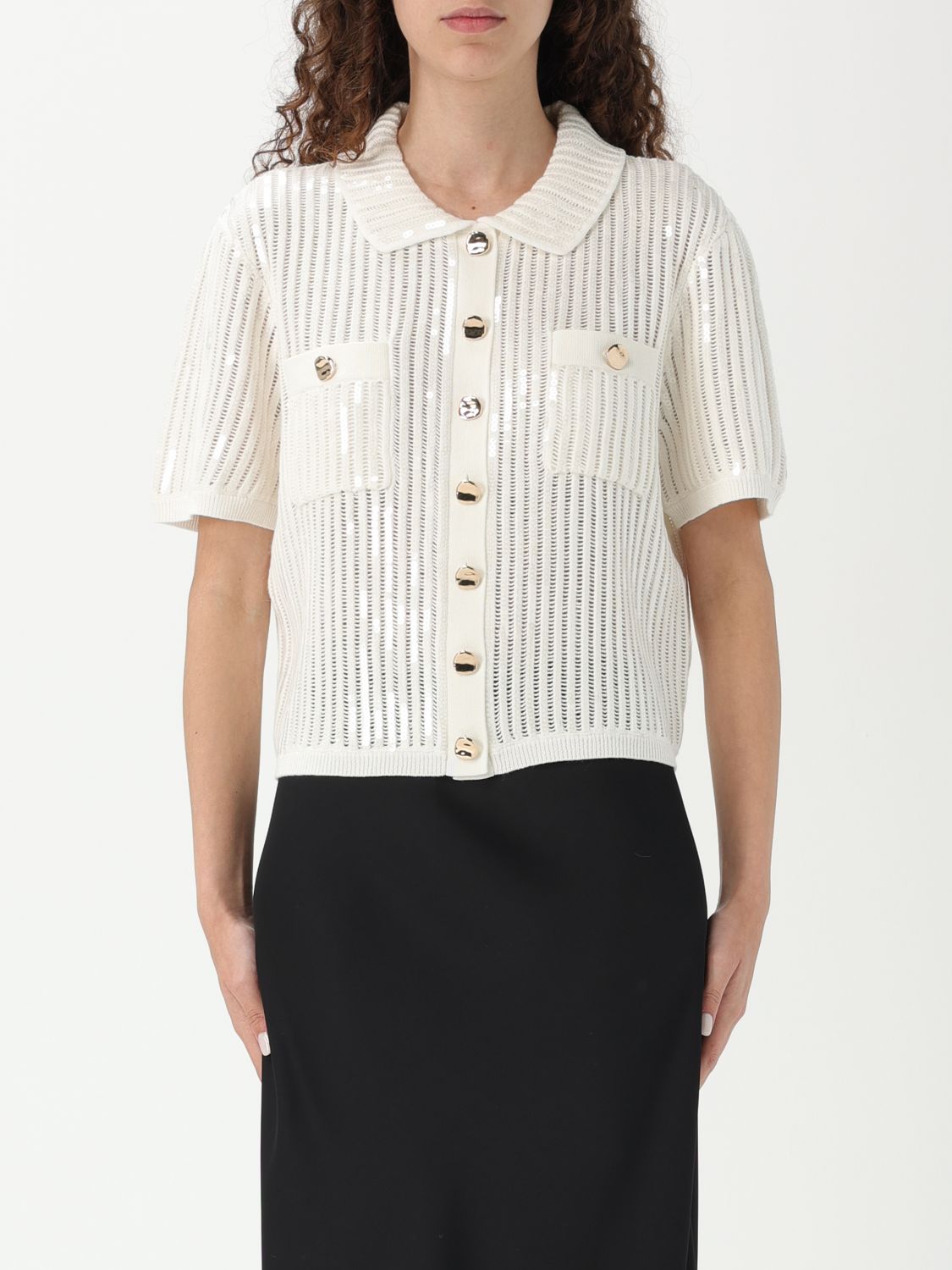 Shop Self-portrait Cardigan Woman Color White