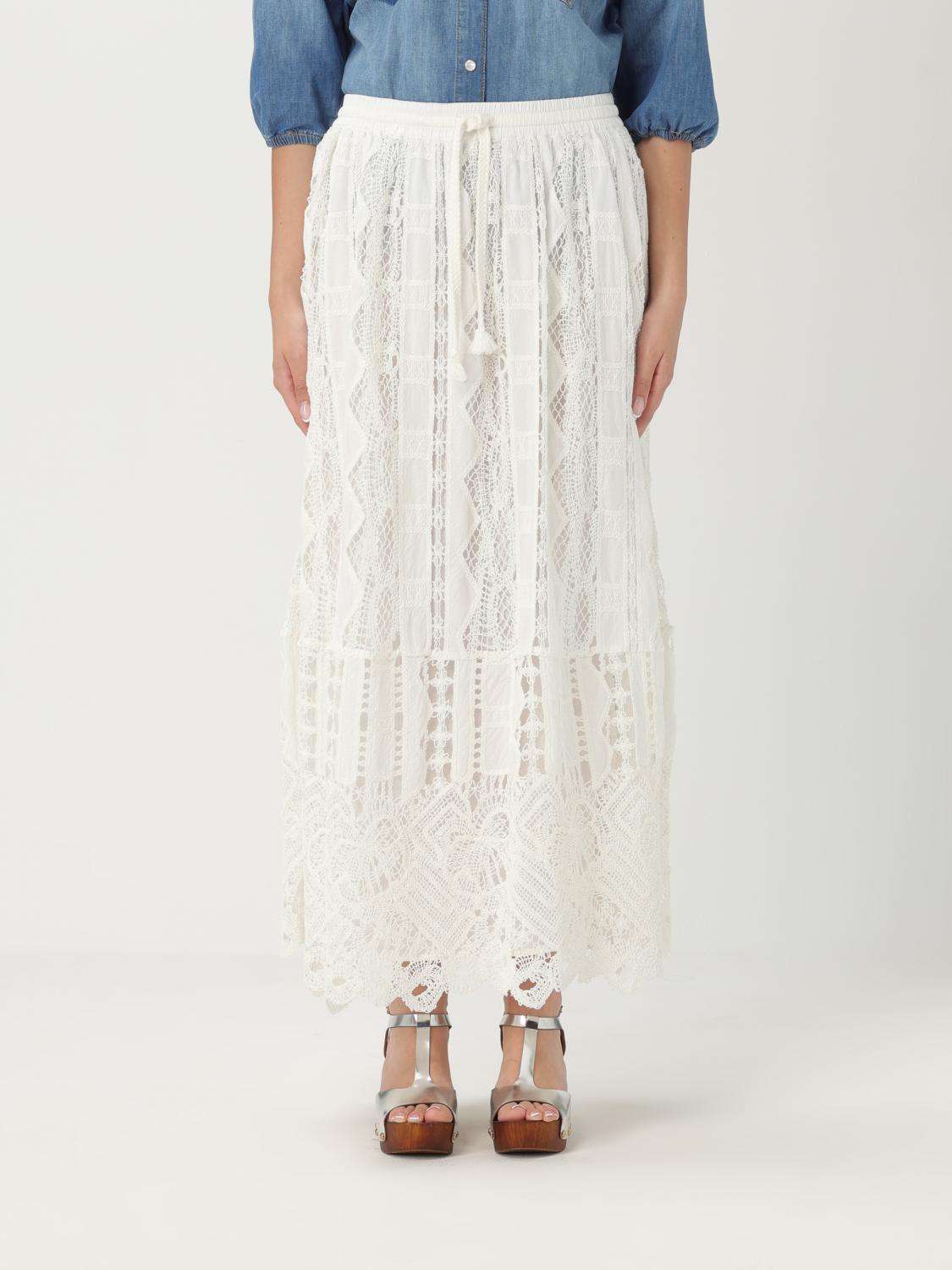 Pinko Flowing Maxi Skirt With Intricate Lace Detailing