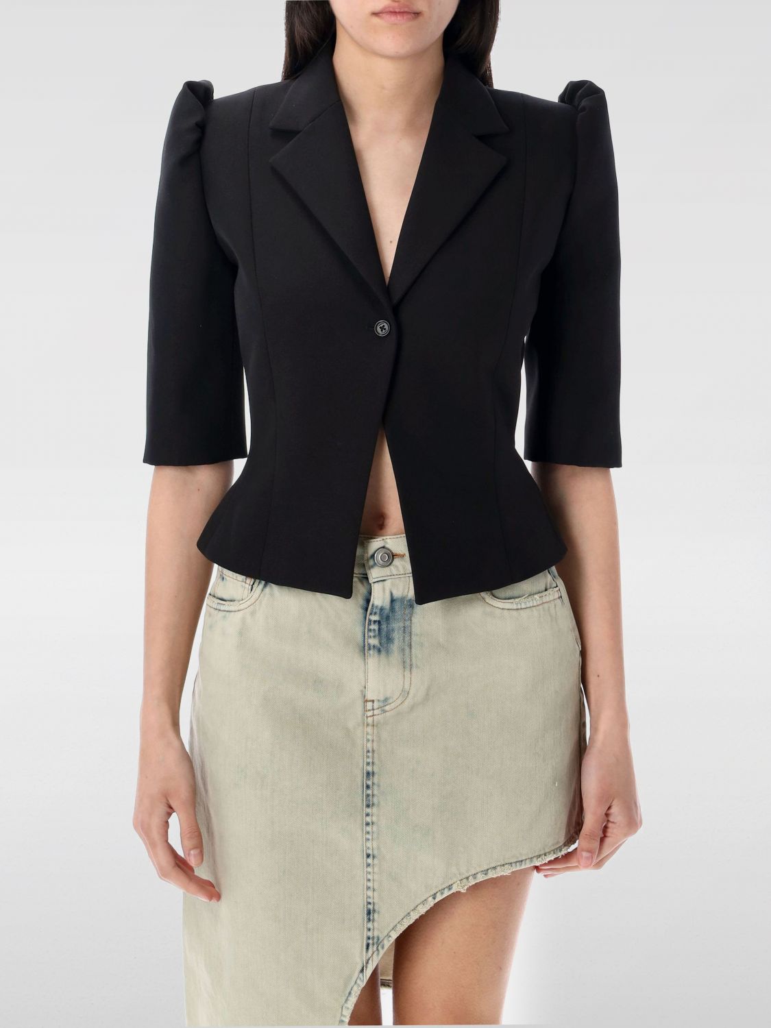 Coperni Cropped Slim-fit Tailored Jacket With Puff Sleeves