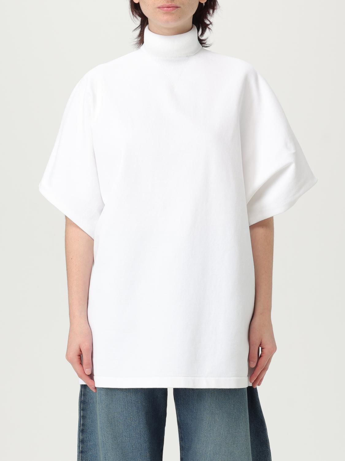 Alaïa Cotton T-shirt With Ribbed Collar And V Neck