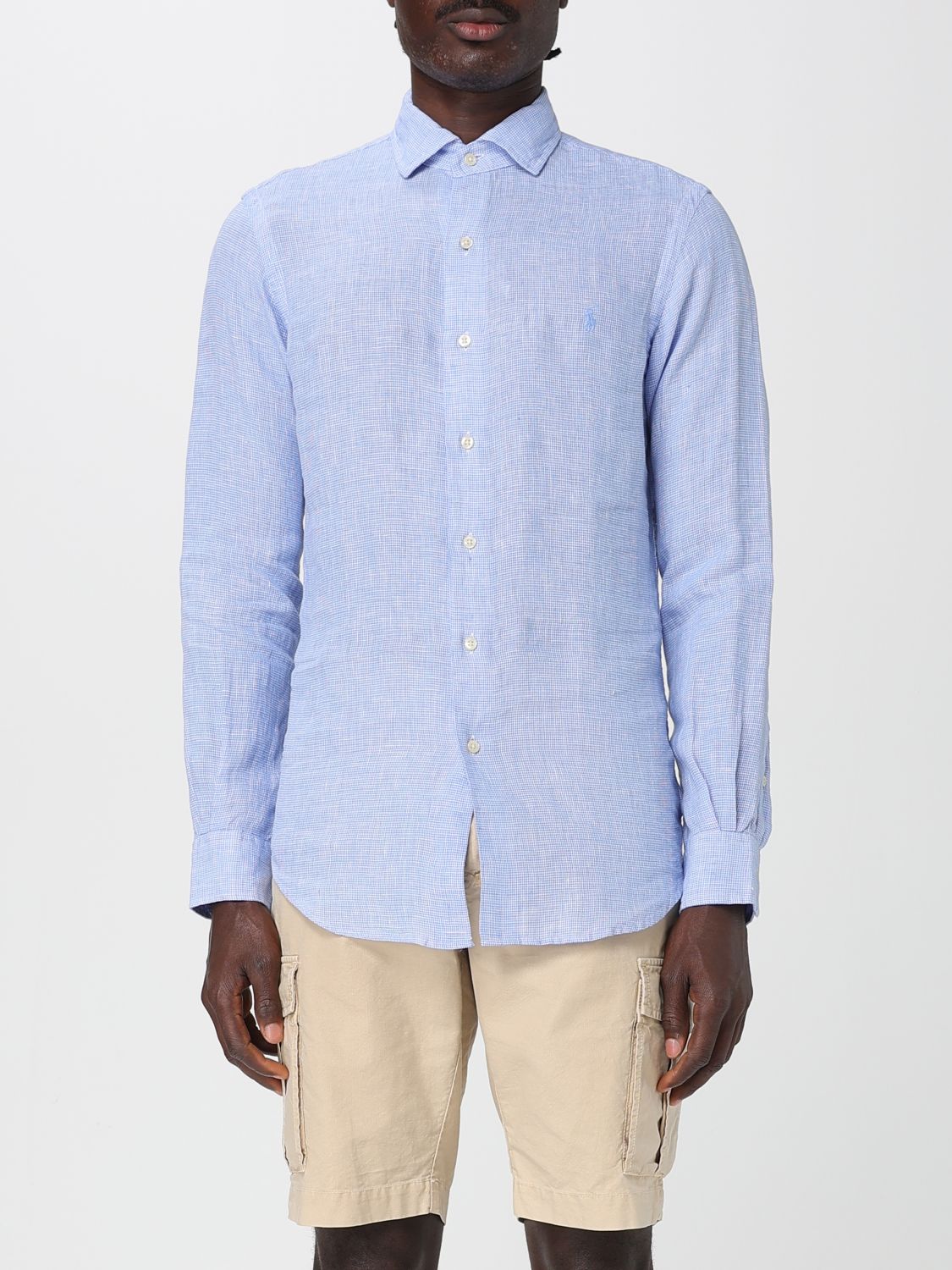 Shop Polo Ralph Lauren Shirt Men Color Gnawed Blue
