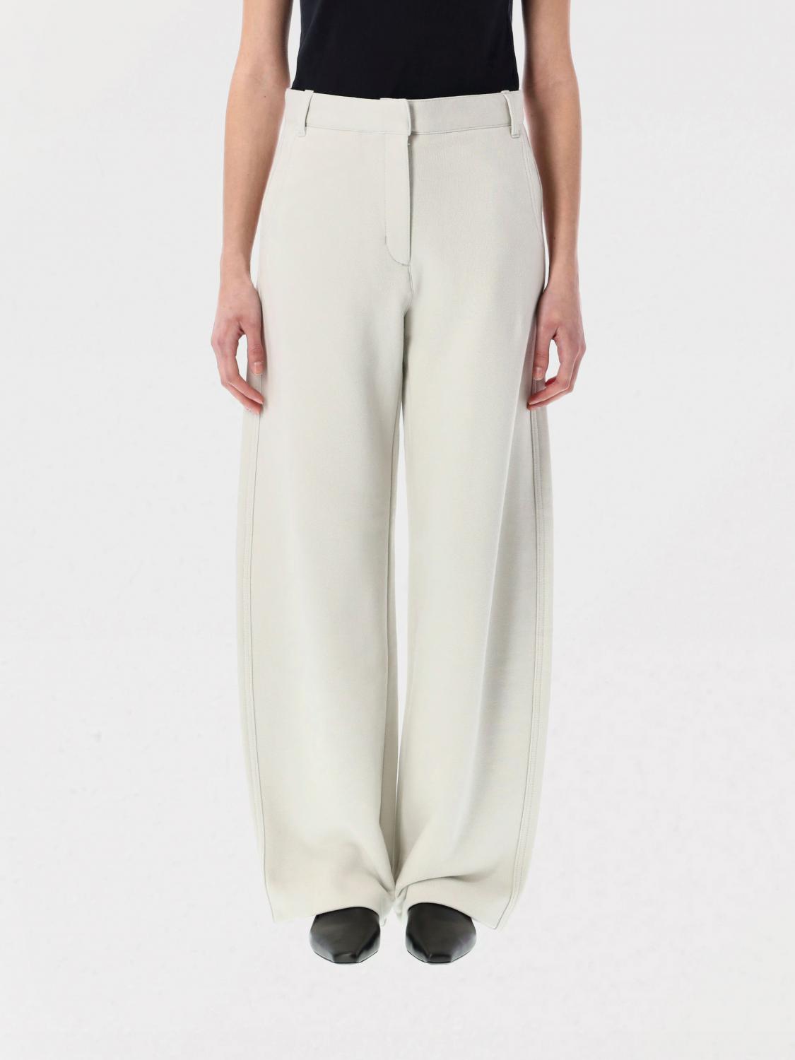 Low Classic Tapered Light Grey Jersey Cocoon Fit Pants With Hidden Fly