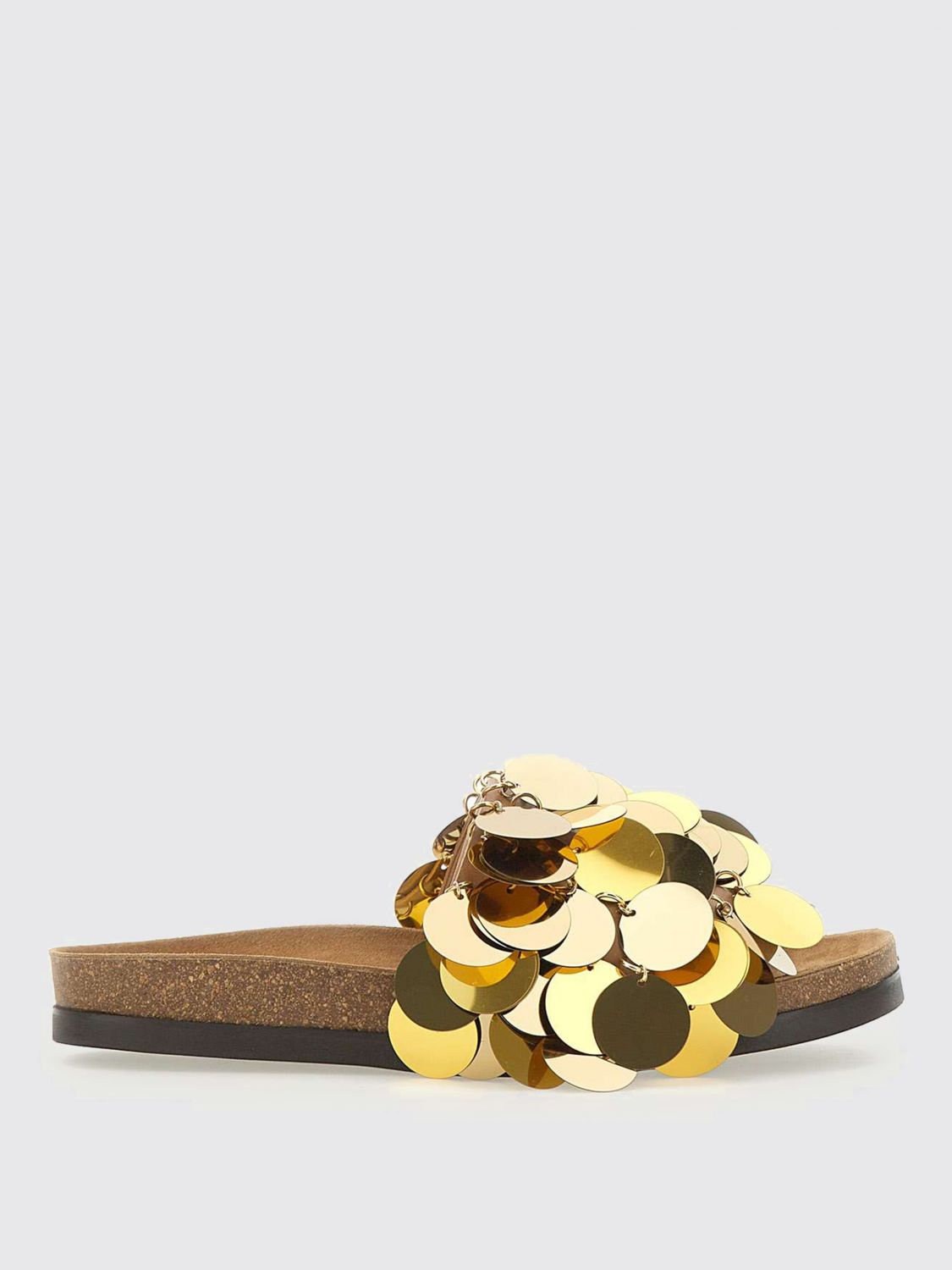 Shop Rabanne Flat Sandals Woman Color Brown