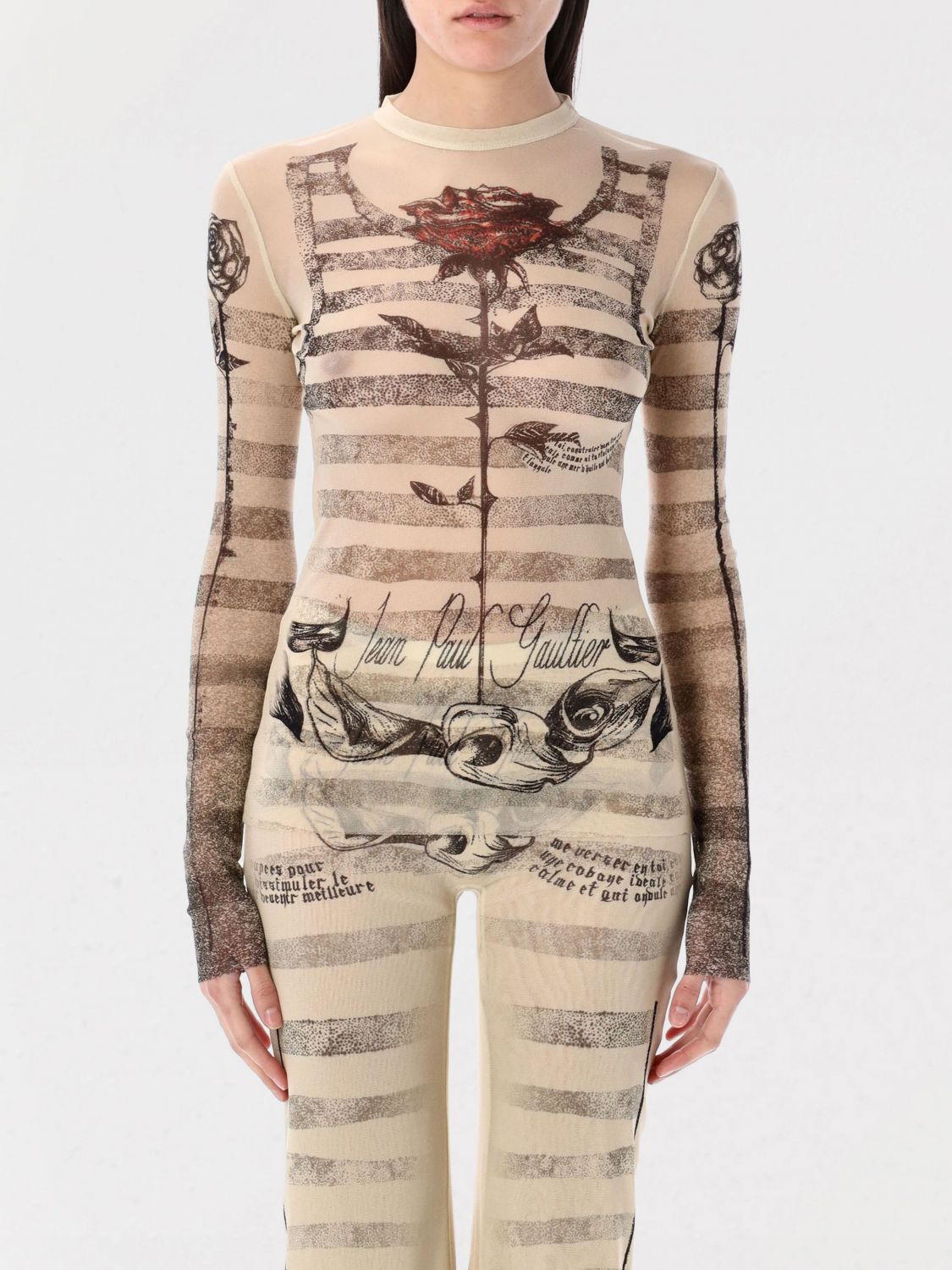 Shop Jean Paul Gaultier Top Woman Color Cream
