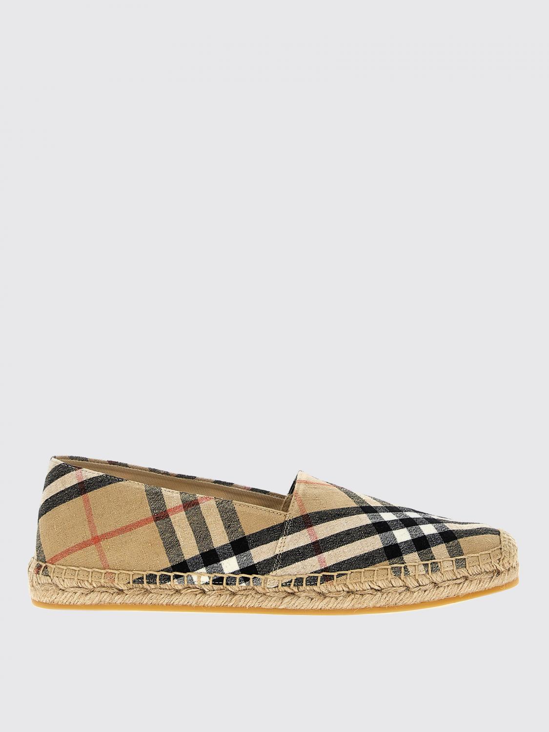 Burberry Almond Toe Checked Canvas Espadrilles