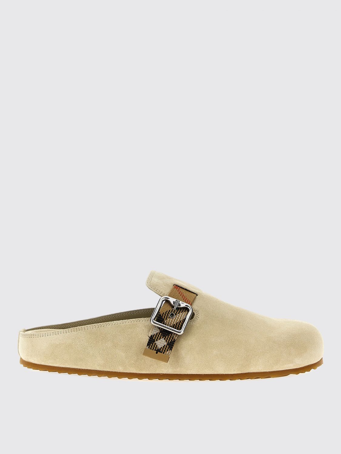 Burberry Slip-on Clog With Suede Finish And Buckle Detail